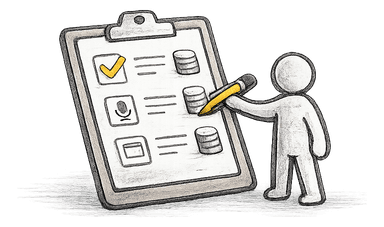 Checklist with platform icons and sats payouts