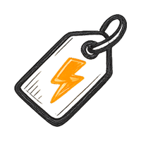 Price tag with orange lightning bolt