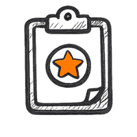 Clipboard with orange star badge