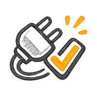 Plug connector with orange checkmark