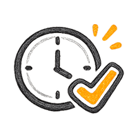 Clock with orange checkmark