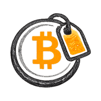 Bitcoin coin with orange price tag