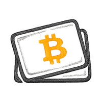 Stacked cards with orange Bitcoin symbol
