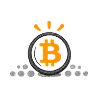 Bitcoin symbol rising above faded dots