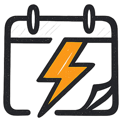 Calendar with orange lightning bolt