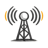 Broadcast antenna with orange radiating waves