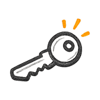 Key with orange accent lines