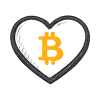 Heart outline with Bitcoin symbol inside