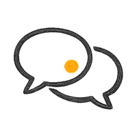 Speech bubble with orange dot