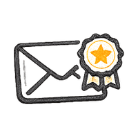 Envelope with orange star medal