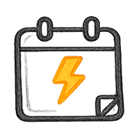 Calendar with orange lightning bolt