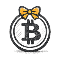 Bitcoin coin with a decorative bow on top