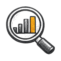 Bar chart inside a magnifying glass
