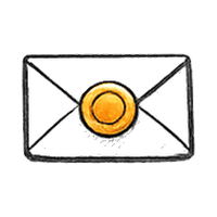 Envelope with orange seal