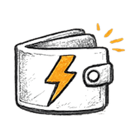 Lightning bolt next to a wallet