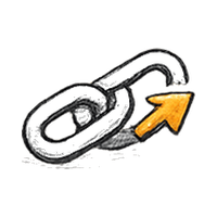 Chain link with orange share arrow