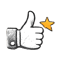 Thumbs up with orange star