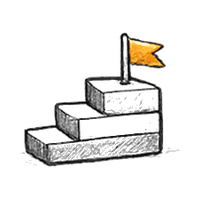 Tiered steps with orange flag