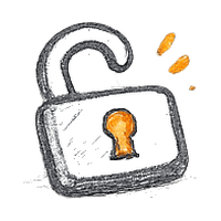Open padlock with orange glow