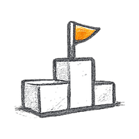 Tiered podium with orange flag