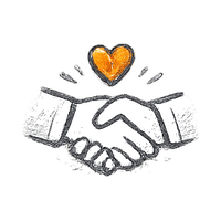 Handshake with orange heart