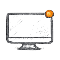 Monitor with orange dot