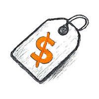 Price tag with orange dollar sign