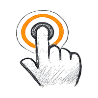 Finger tapping with orange ripple circles