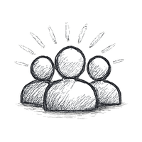 Group of three people figures