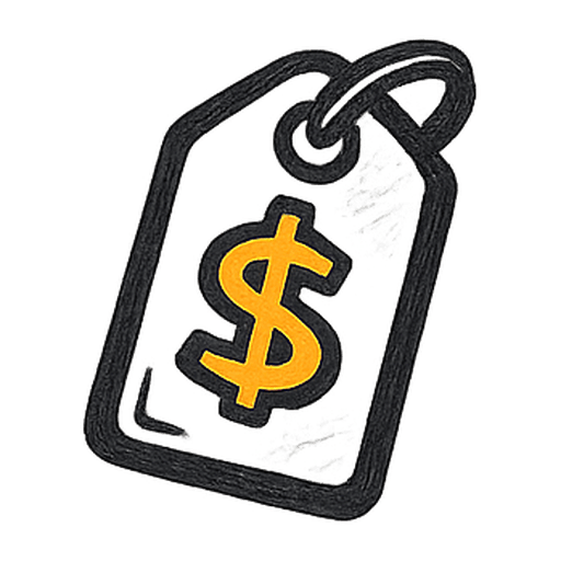 Price tag with dollar sign, representing merchant-set cost per post