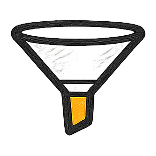 Funnel with orange spout, representing filtering UGC submissions