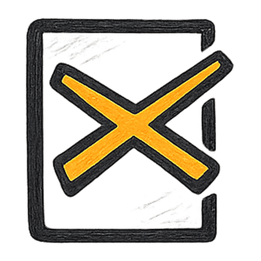 Document crossed out with an orange X, representing no agency fees or contracts