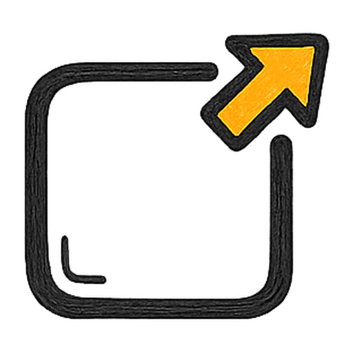 Rounded square with arrow exiting the corner, representing opening a submitted post