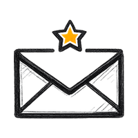 Envelope with orange star