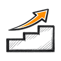 Staircase with orange arrow