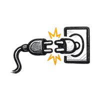 Plug connecting to socket with orange sparks