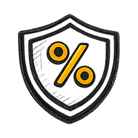 Shield with orange percentage symbol