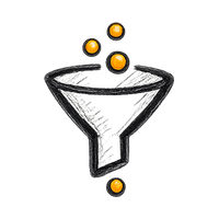 Funnel with orange dots