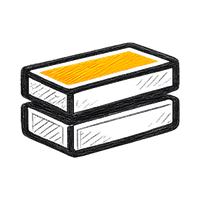 Stacked layers with orange highlight