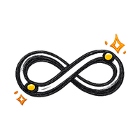 Infinity symbol with orange sparkles